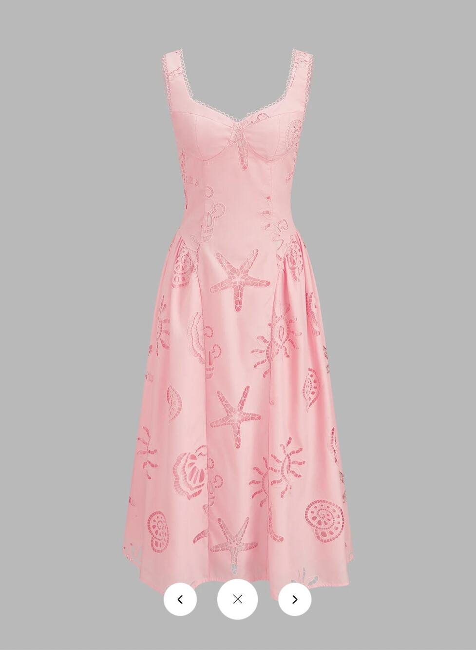 NWT Commense Ocean Cutwork Flared Midi Dress Sz L
